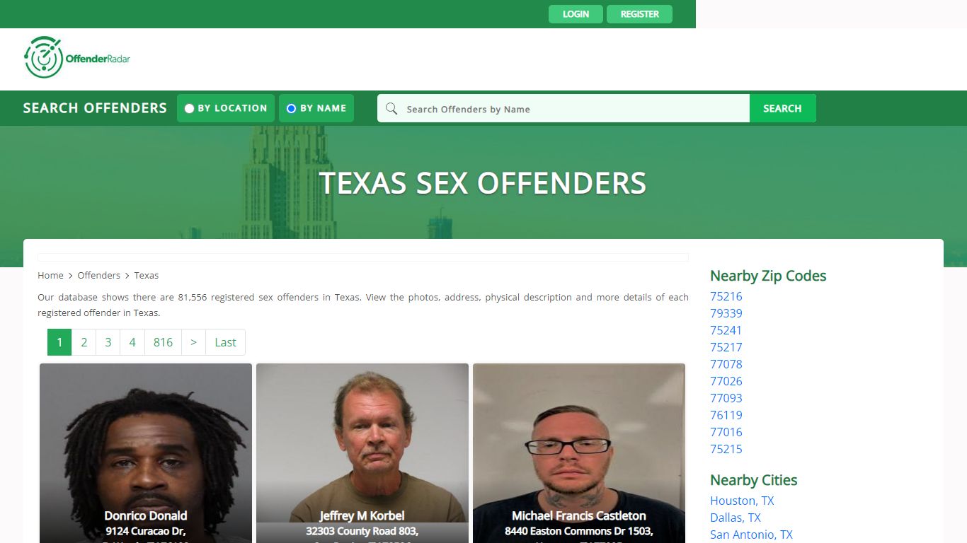 Texas Sex Offenders Registry and database at Offender Radar